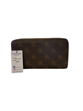 Brentano Brown Double Zip Around Wallet NWT
